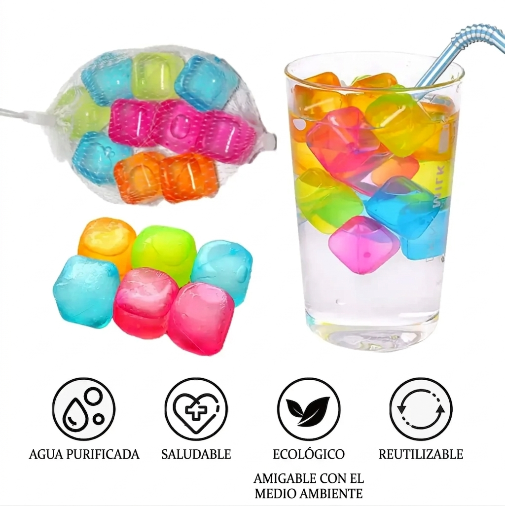 Cubos de Hielo Reutilizables x20 Unidades - Hielo Ecológico de Colores