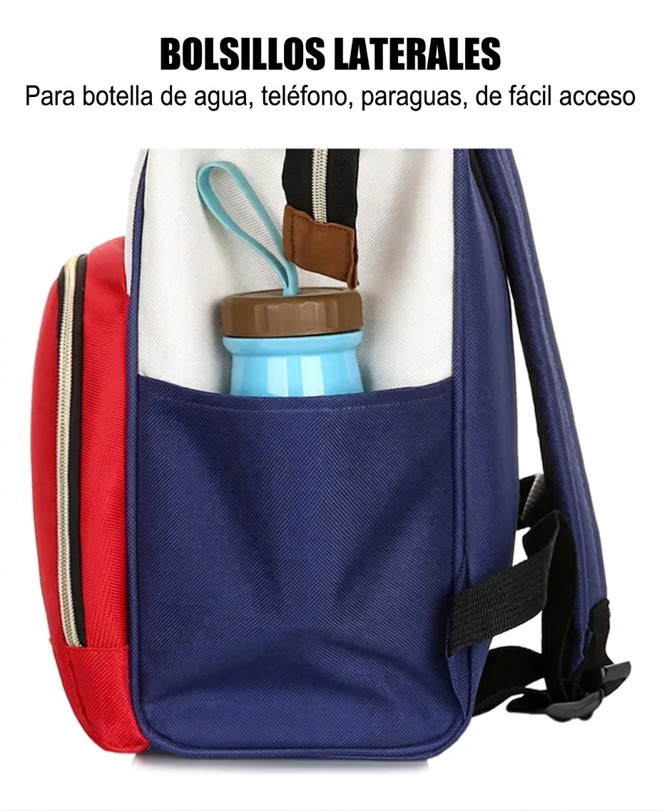 Bolso Mochila Maternal Multibolsillo 40x26cm - Diseño Multicolor Ergonómico