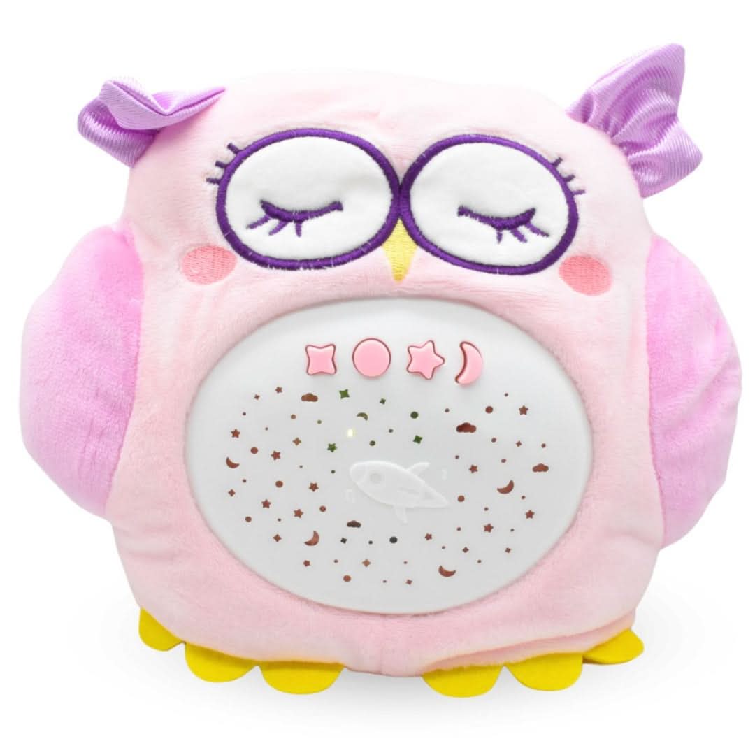 Búho de Peluche Veladora Proyector de Estrellas y Música 27x20cm