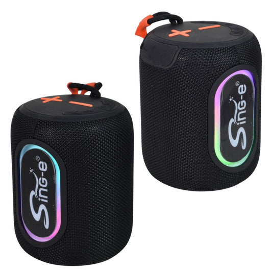 Parlante Bluetooth Portátil con Luces LED RGB y Radio FM - Sing-e Negro