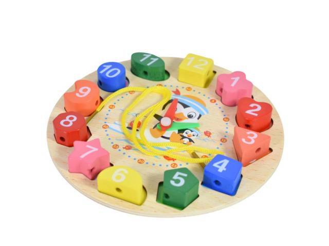 Reloj de Encastre de Madera Didáctico - Juego de Formas y Números 17cm