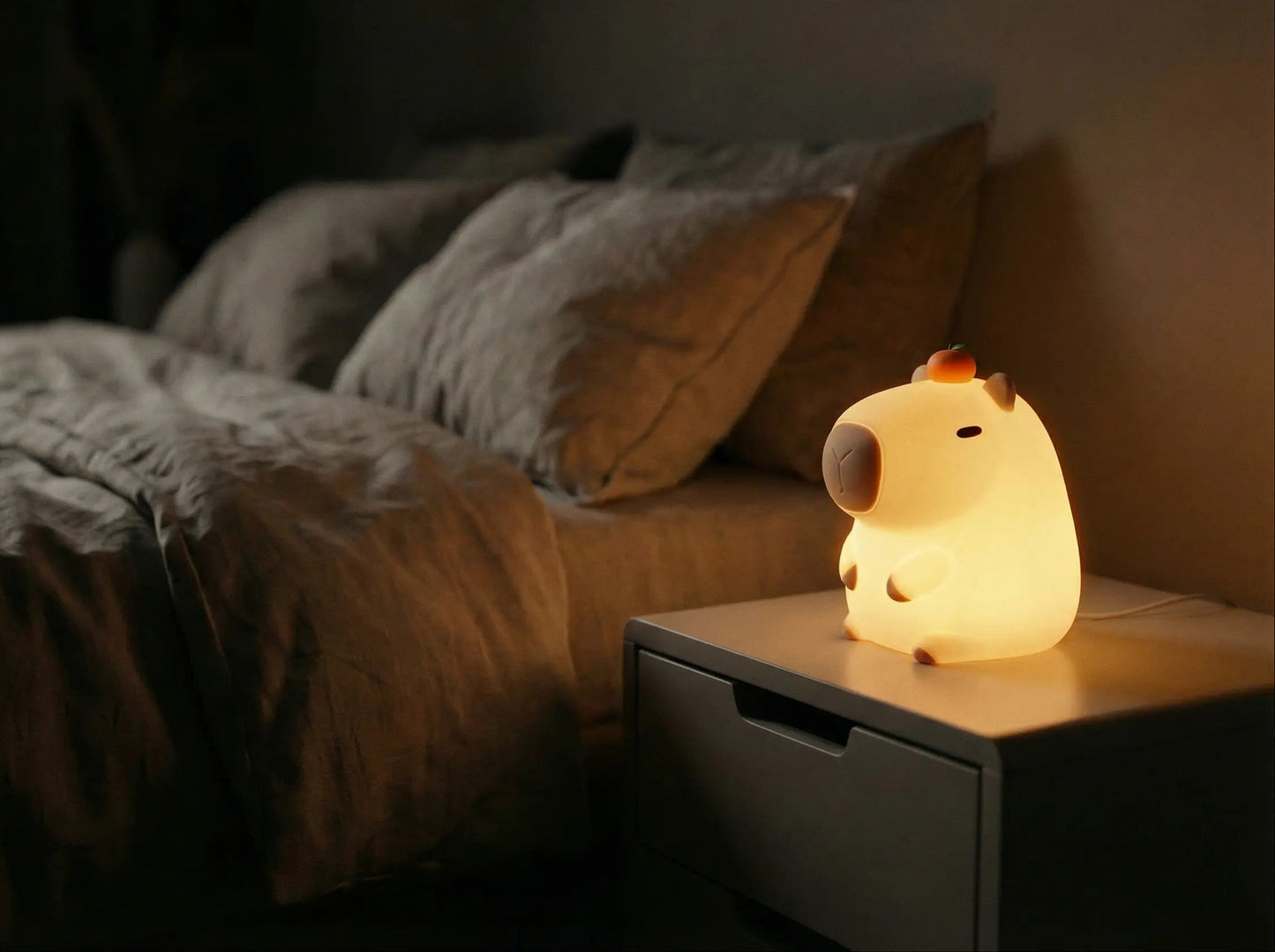 Lámpara Capibara LED Recargable 🐾 Luz Nocturna Suave Carpincho