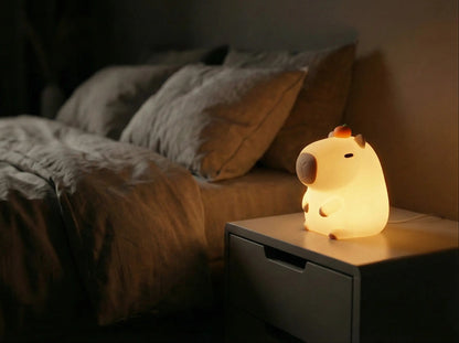 Veladora LED Capibara Multicolor - Lámpara de Noche Silicona Soft 12cm