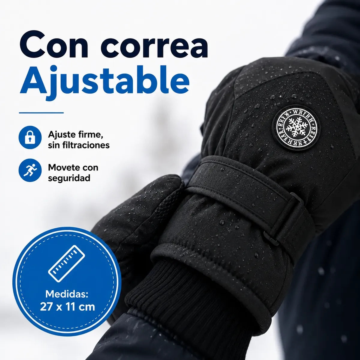 Guantes de Invierno Impermeables Térmicos con Pantalla Táctil - Negro Deportivo