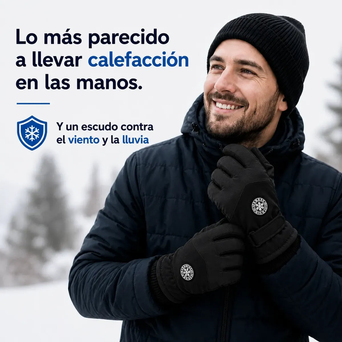 Guantes de Invierno Impermeables Térmicos con Pantalla Táctil - Negro Deportivo