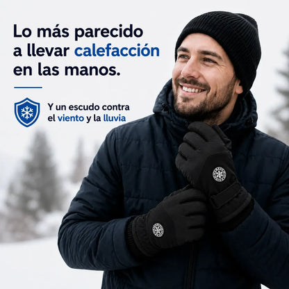 Guantes de Invierno Impermeables Térmicos con Pantalla Táctil - Negro Deportivo