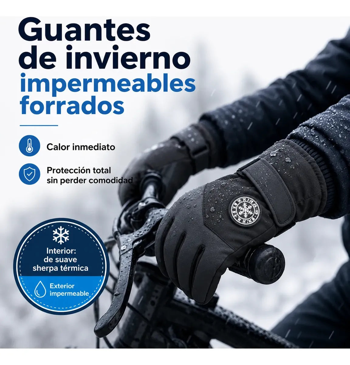 Guantes de Invierno Impermeables Térmicos con Pantalla Táctil - Negro Deportivo