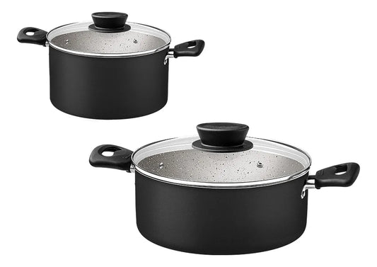 Juego de Batería de Cocina Tramontina Linz Negro - Set de 9 Piezas con Antiadherente Starflon Max