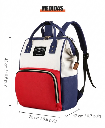 Bolso Mochila Maternal Multibolsillo 40x26cm - Diseño Multicolor Ergonómico