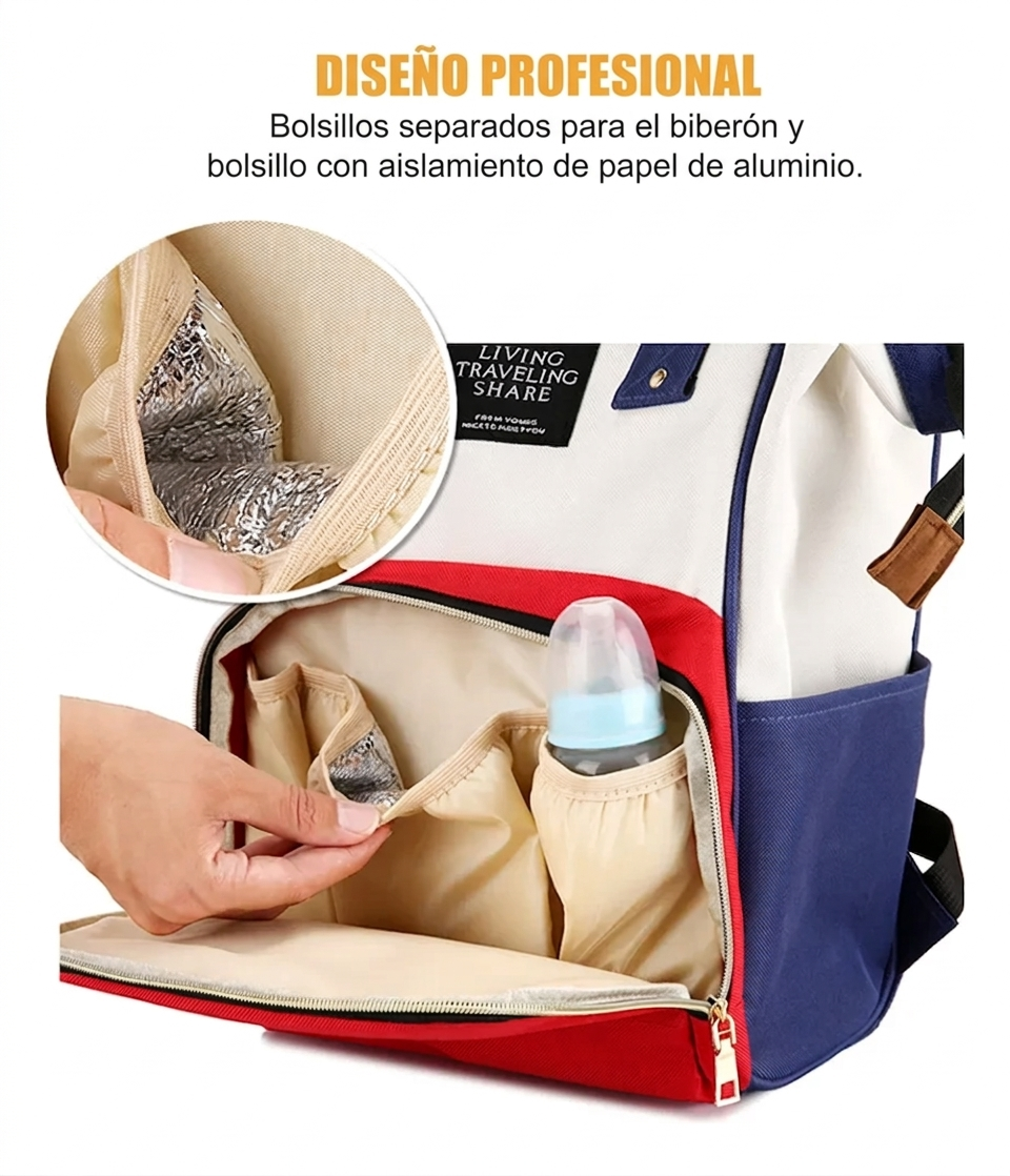 Bolso Mochila Maternal Multibolsillo 40x26cm - Diseño Multicolor Ergonómico