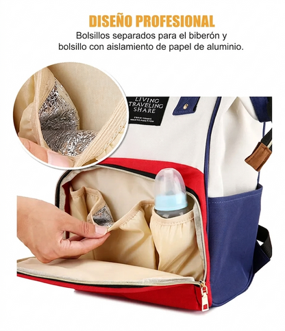 Bolso Mochila Maternal Multibolsillo 40x26cm - Diseño Multicolor Ergonómico