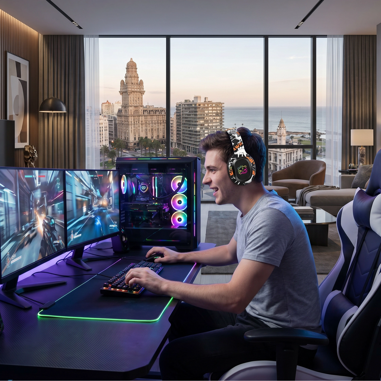 Auriculares Bluetooth Gamer con Luces RGB y Pure Bass - Inalámbricos