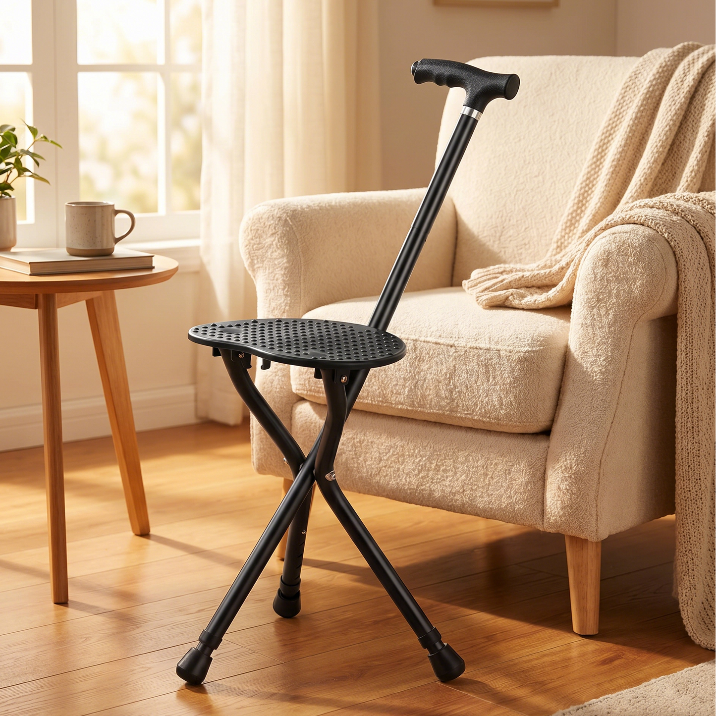 Bastón Trípode con Asiento Peguera Plegable - 90cm de Altura