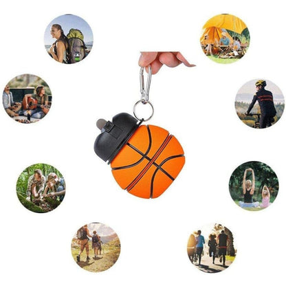 Botella de Silicona Plegable Deportiva - Diseño Pelota de Fútbol o Basket