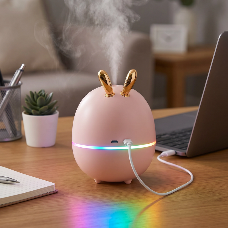 Humidificador Ultrasónico Conejo Difusor De Aroma Luz LED 260ml US