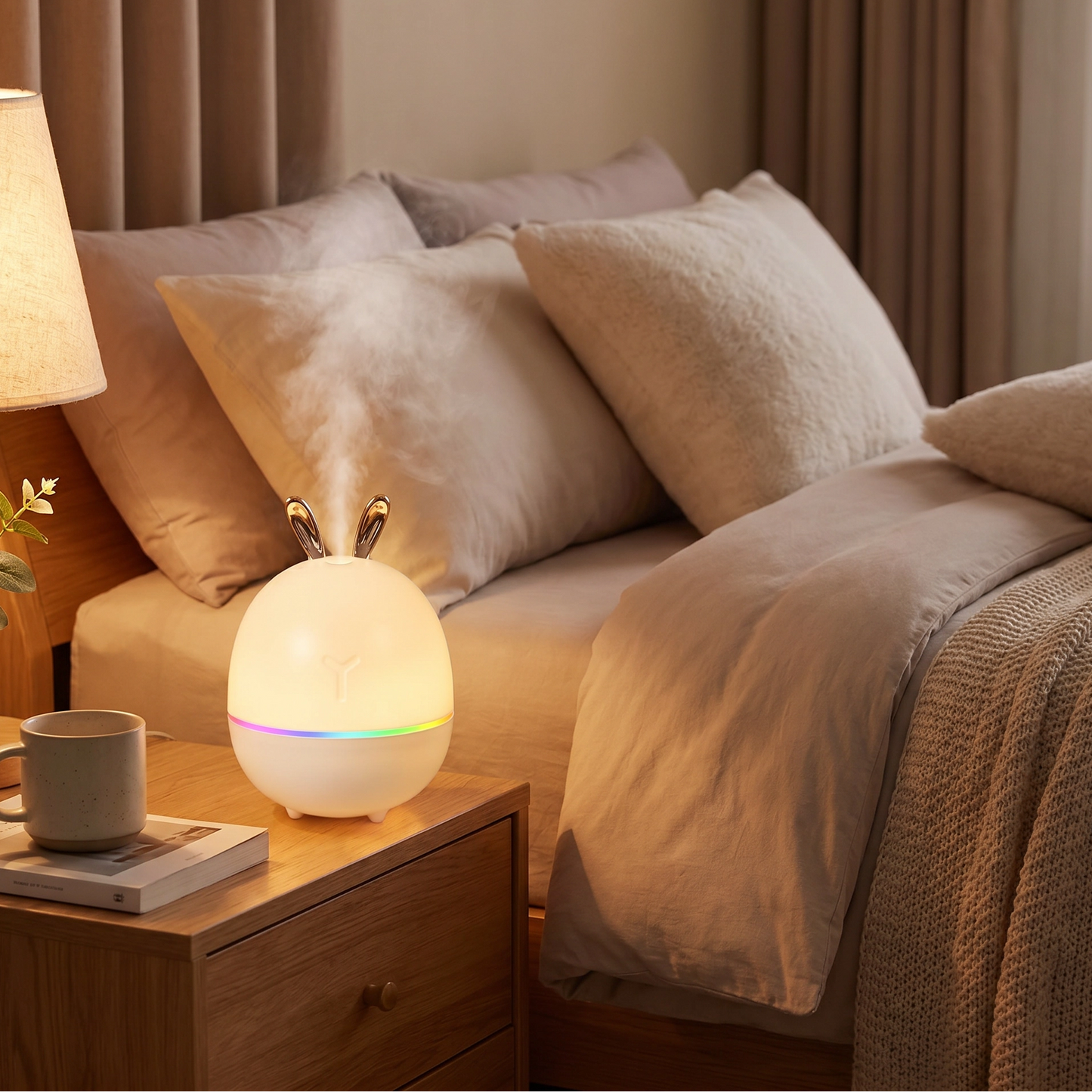 Humidificador Ultrasónico Conejo Difusor De Aroma Luz LED 260ml US