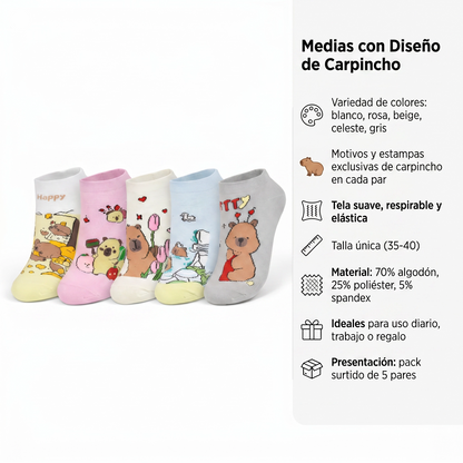 Medias con Diseño de Carpincho Talle 35-41 - Algodón Premium Divertidas