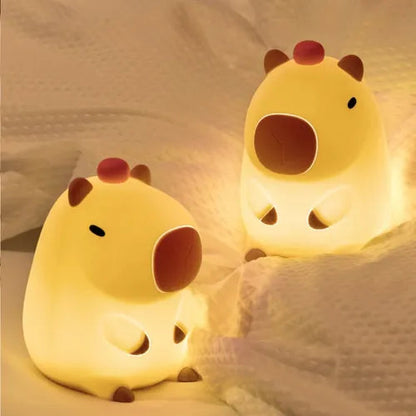 Veladora LED Capibara Multicolor - Lámpara de Noche Silicona Soft 12cm