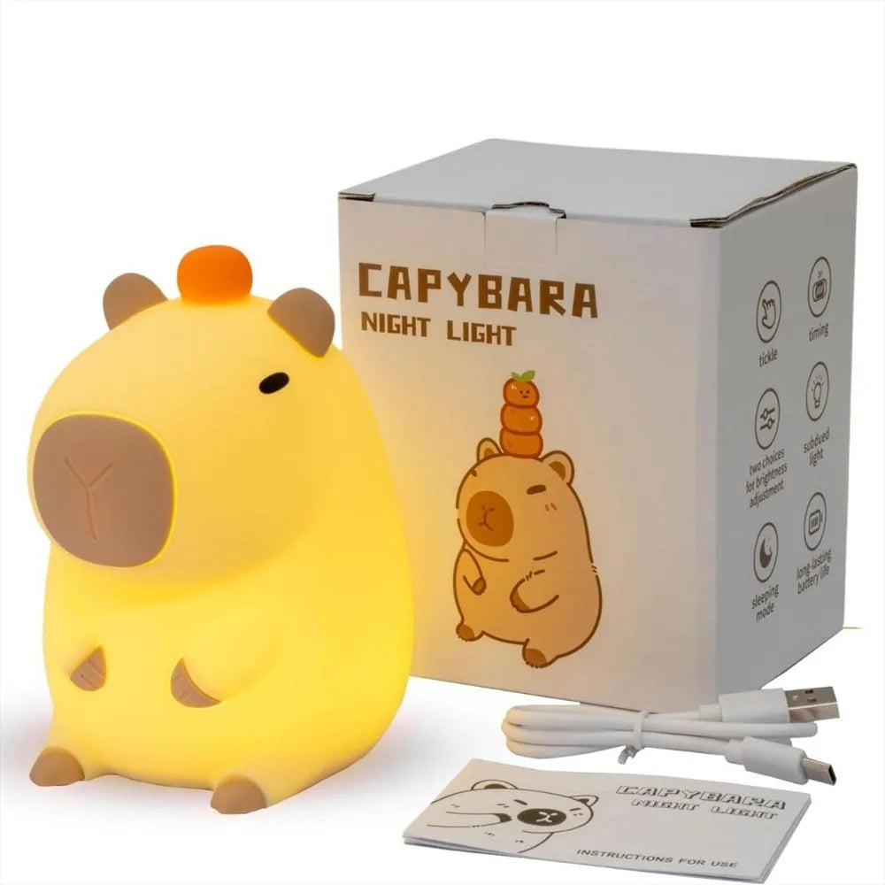 Veladora LED Capibara Multicolor - Lámpara de Noche Silicona Soft 12cm