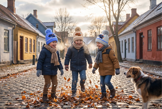 Gorro de Invierno Infantil Dino con Pompón y Forro Polar Interno