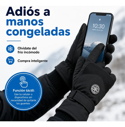 Guantes de Invierno Impermeables Térmicos con Pantalla Táctil - Negro Deportivo