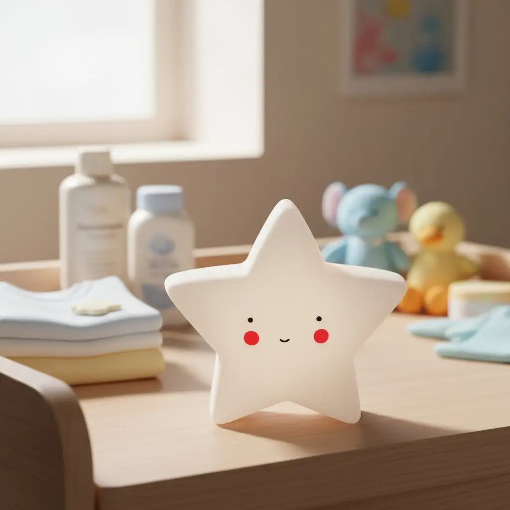 Veladora LED Estrella Blanca 12cm - Luz de Noche Infantil Quitamiedos