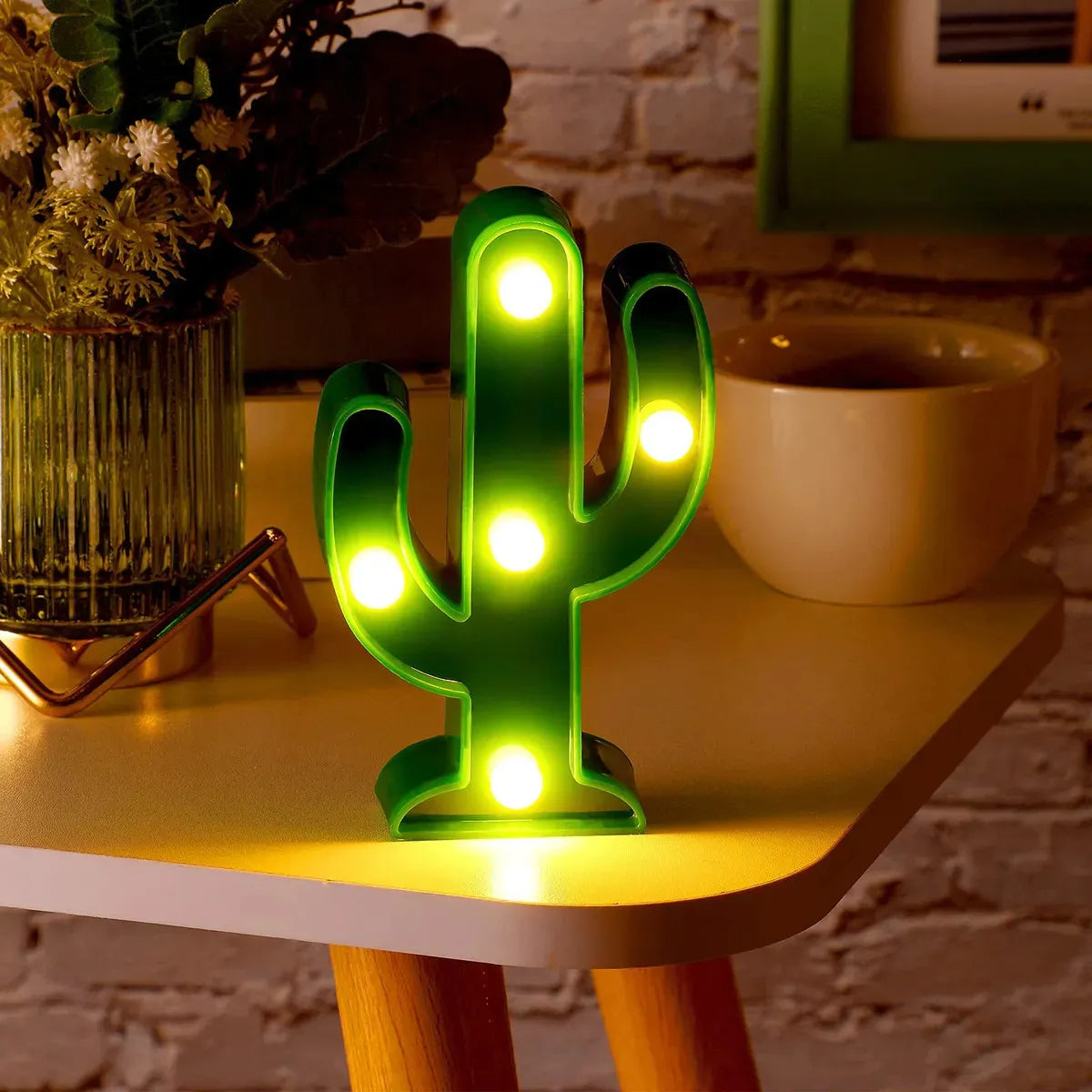 Lámpara Veladora LED Cactus Decorativa - Luz de Noche Marquee 26cm