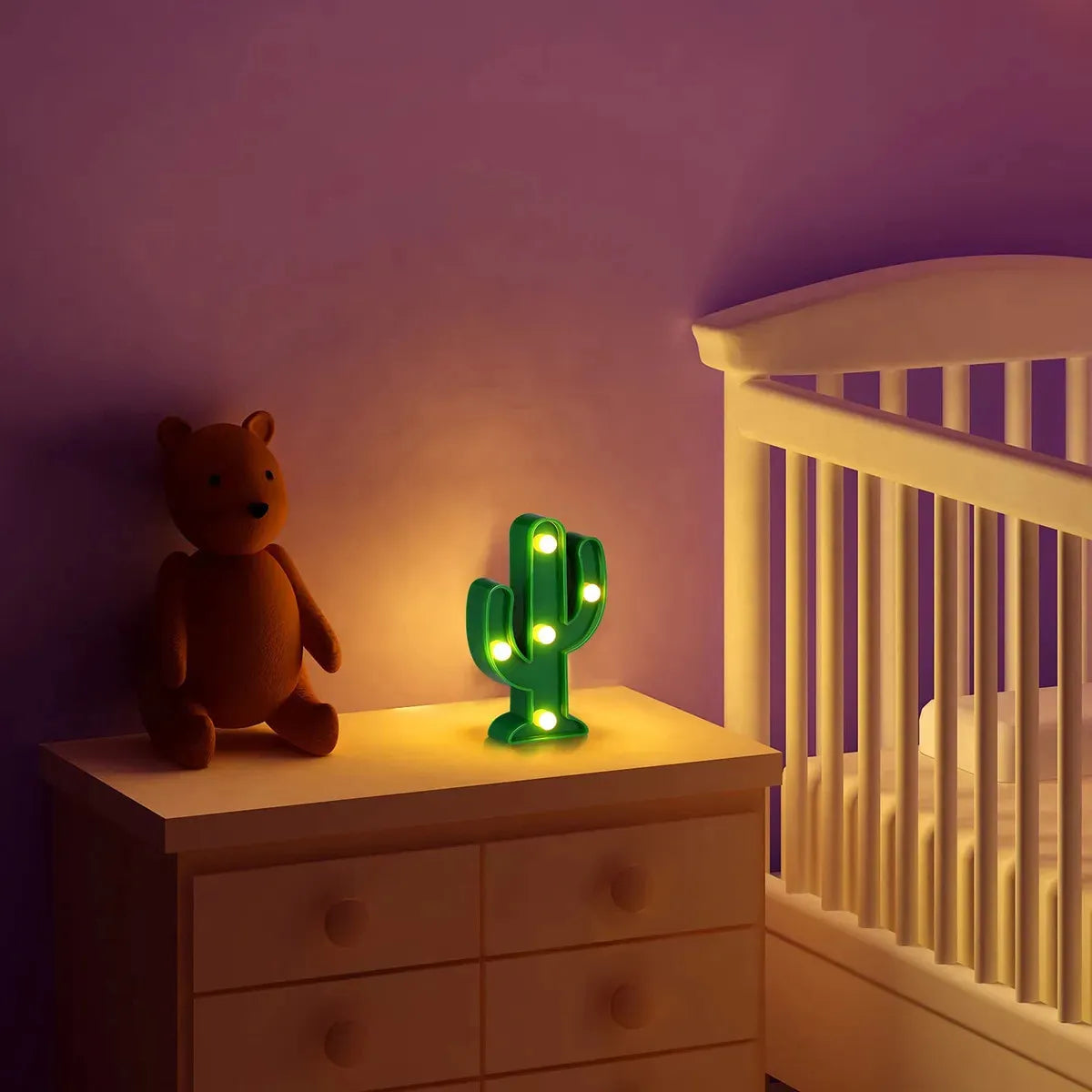 Lámpara Veladora LED Cactus Decorativa - Luz de Noche Marquee 26cm