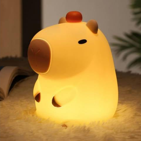 Lámpara Capibara LED Recargable 🐾 Luz Nocturna Suave Carpincho