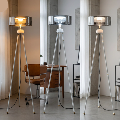 Lámpara de Pie Trípode LED 135cm con Pantalla de Cristal y 3 Modos de Luz