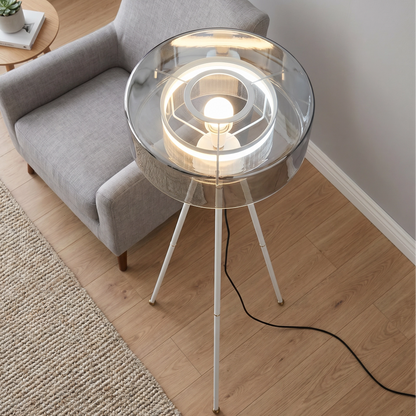 Lámpara de Pie Trípode LED 135cm con Pantalla de Cristal y 3 Modos de Luz