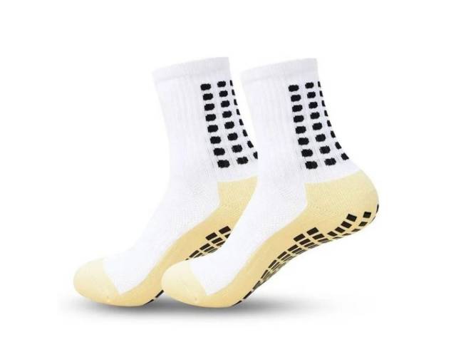 Par de medias de futbol antideslizantes 30-37 blancas