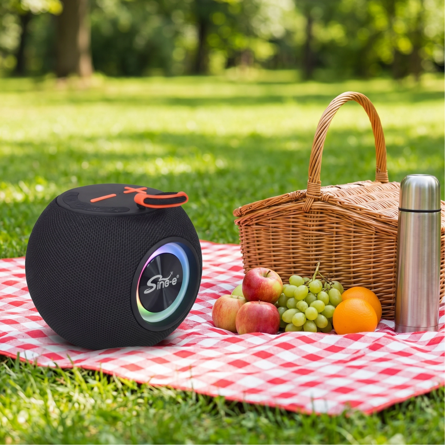 Parlante Bluetooth Esférico con Luces LED RGB y Radio FM - Sing-e ZQS P5