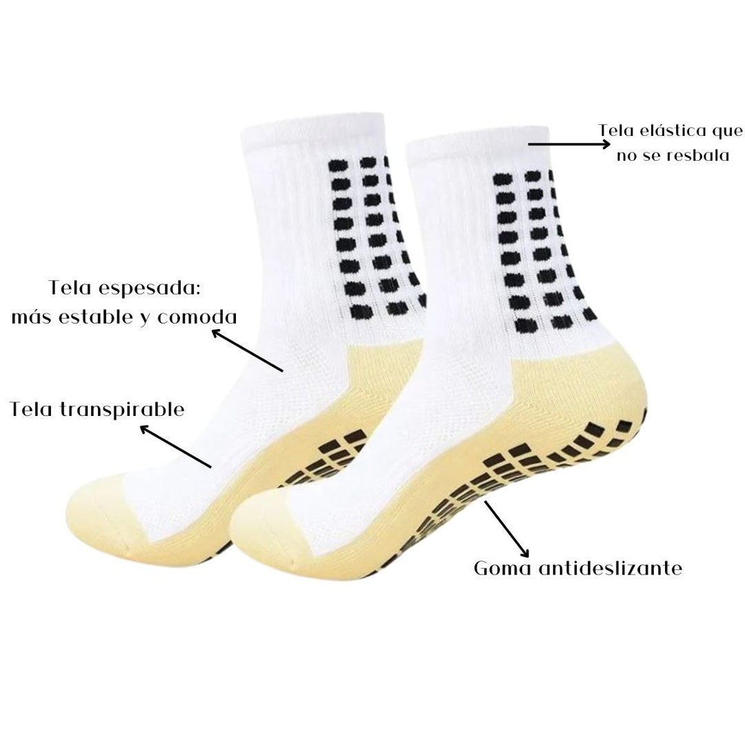 Par de medias de futbol antideslizantes 30-37 blancas
