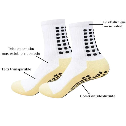 Par de medias de futbol antideslizantes 30-37 blancas