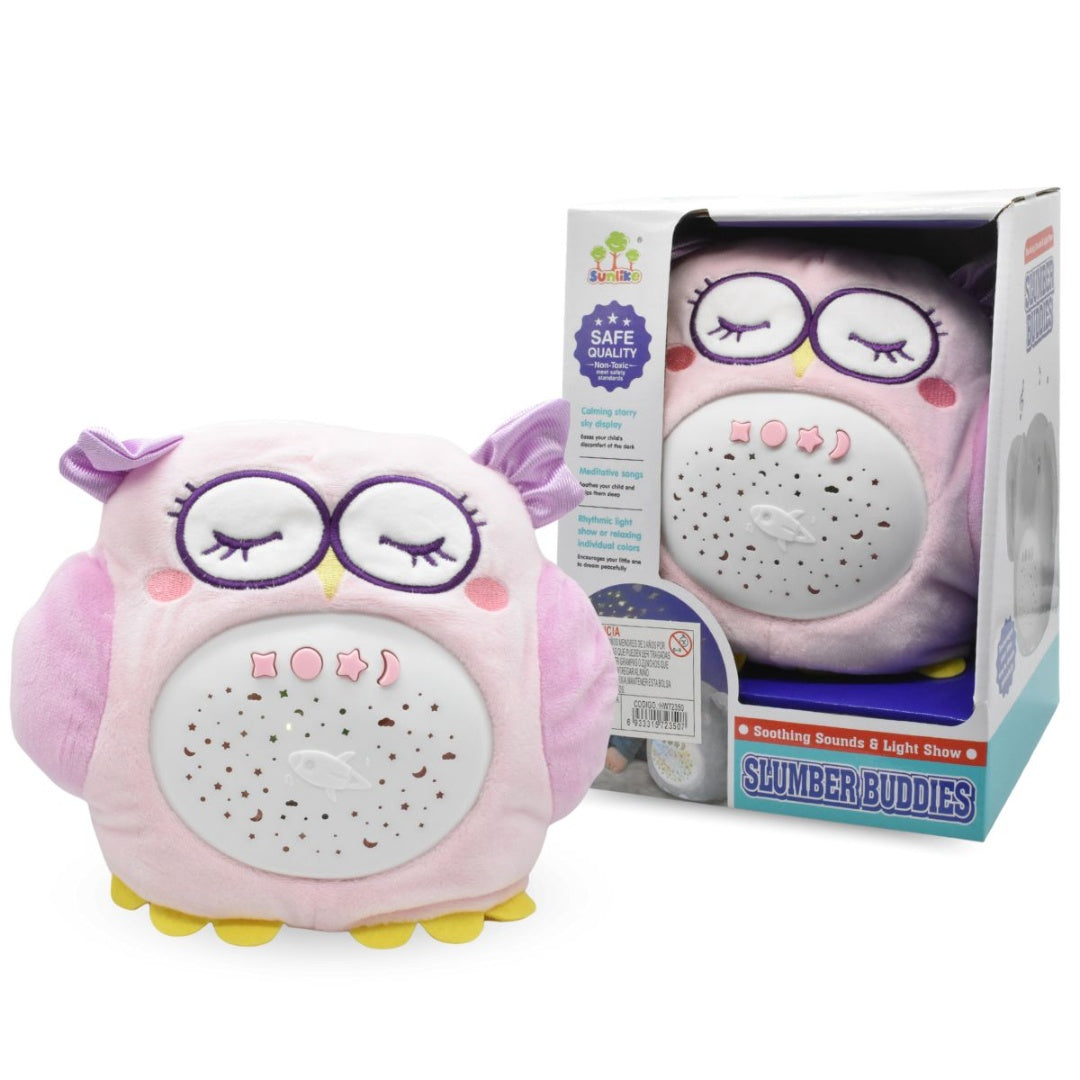 Búho de Peluche Veladora Proyector de Estrellas y Música 27x20cm
