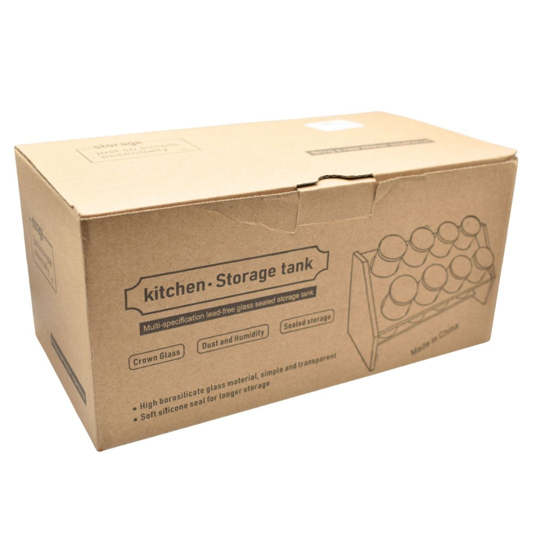 Set de Recipientes de Vidrio Herméticos con Soporte de Madera Premium
