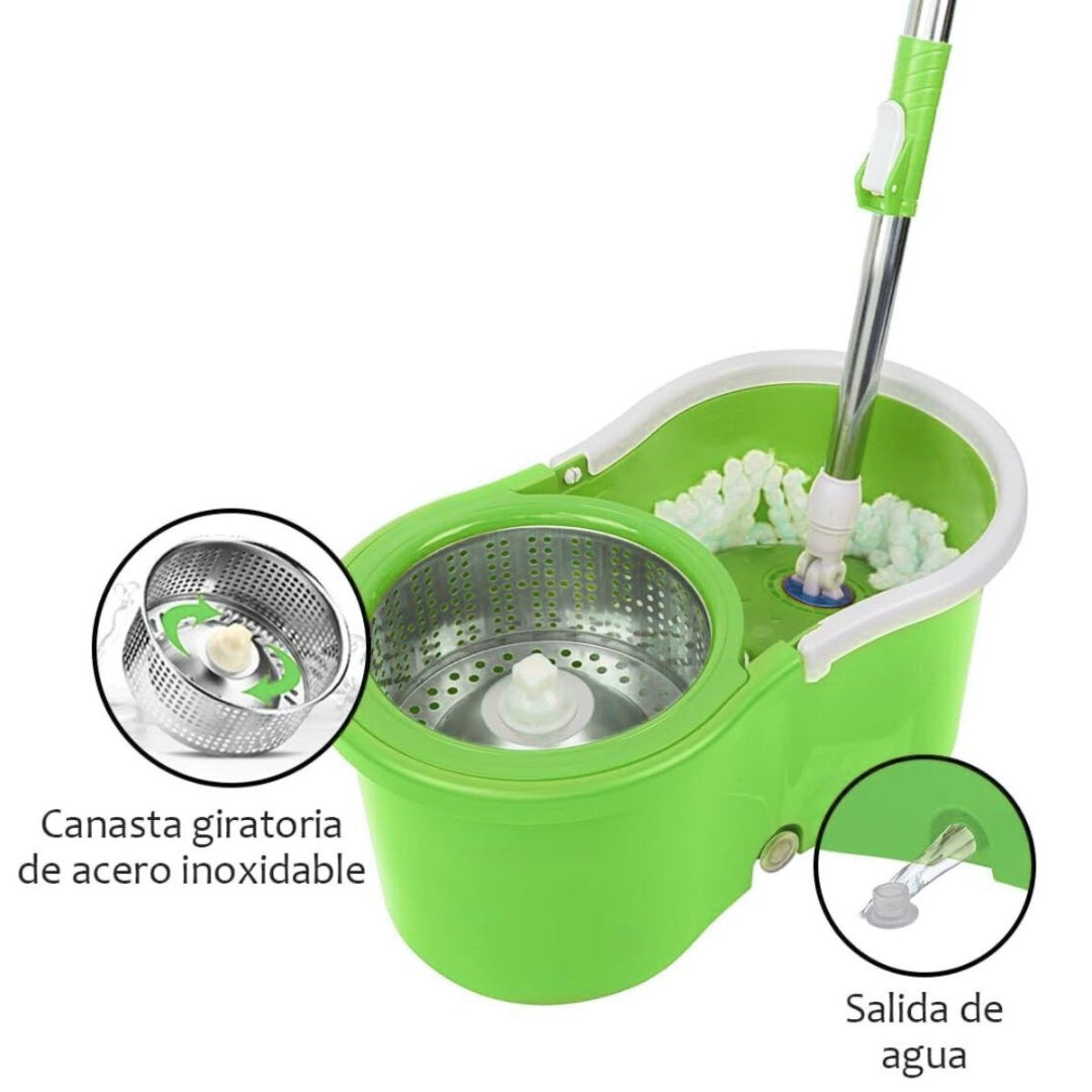Mopa balde giratorio 360°. Verde