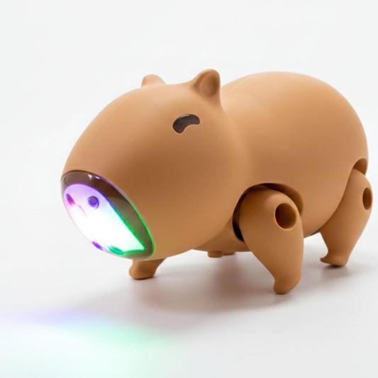 Carpincho Interactivo LED con Luz, Sonido y Movimiento | Juguete Sensorial Recargable 18x10 cm