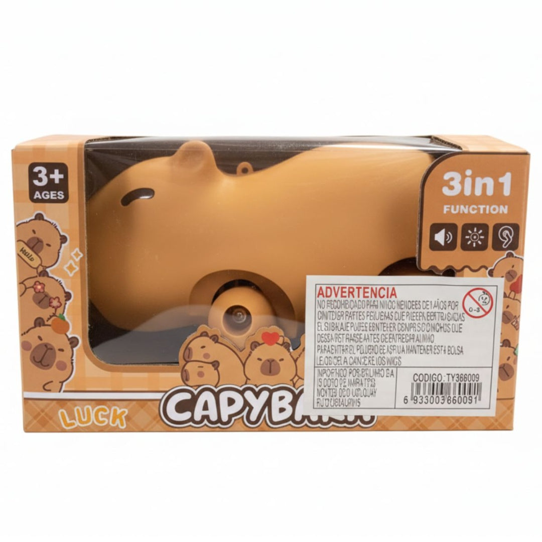 Carpincho Interactivo LED con Luz, Sonido y Movimiento | Juguete Sensorial Recargable 18x10 cm