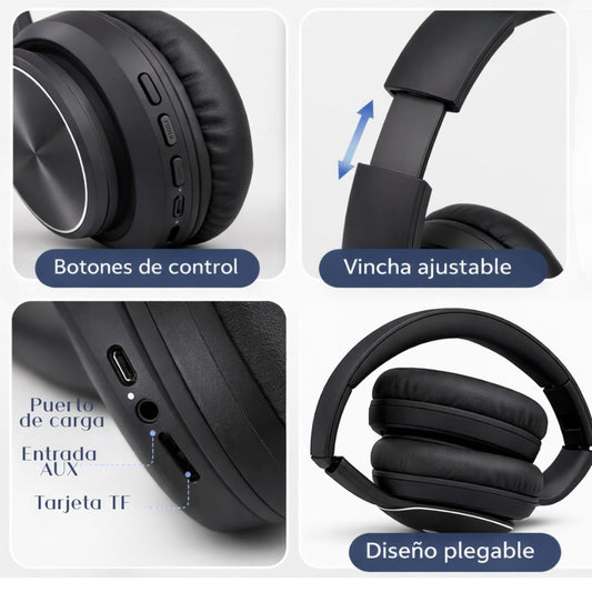 Auriculares Bluetooth Inalámbricos Plegables - Ultra Light Negro - Modelo P47