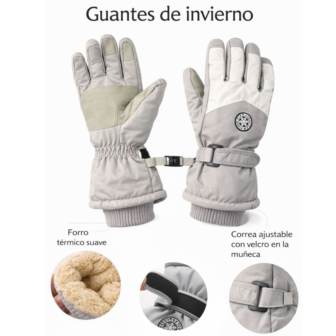 Guantes de Invierno Impermeables Térmicos con Pantalla Táctil - Negro Deportivo