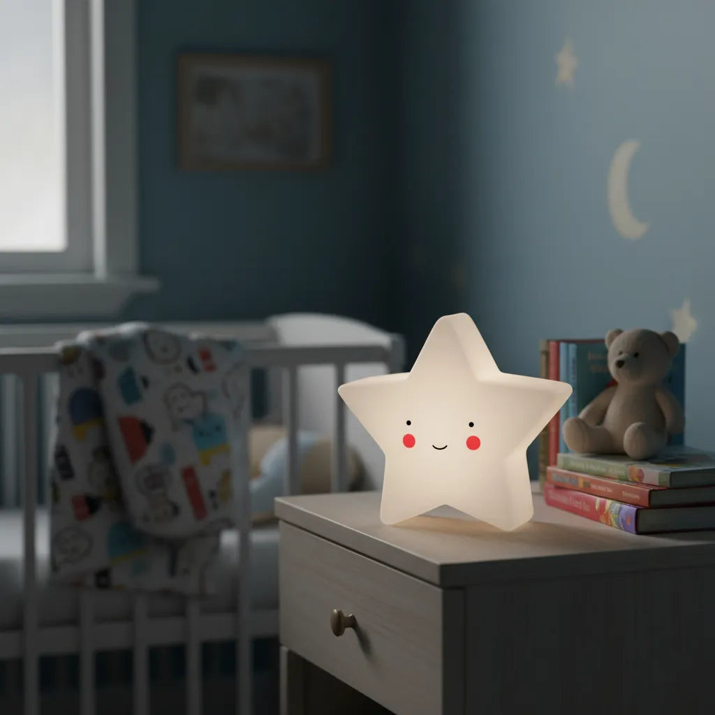 Veladora LED Estrella Blanca 12cm - Luz de Noche Infantil Quitamiedos