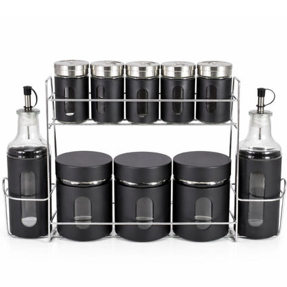 Set de Especieros Condimenteros con Soporte Organizador - Juego de 10 Piezas