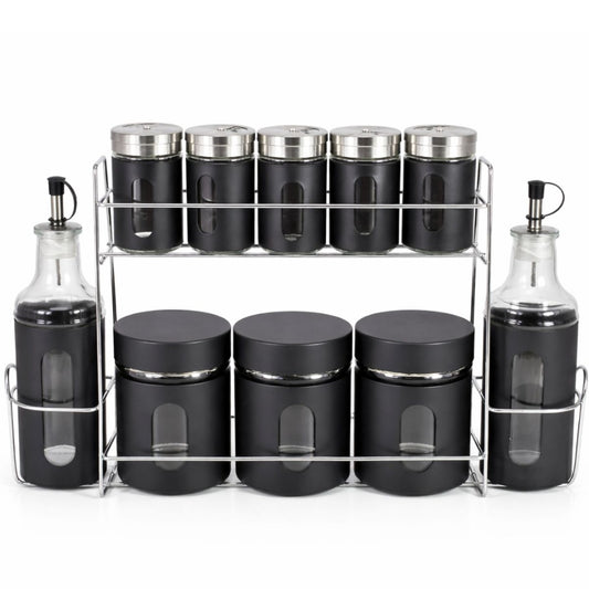 Set de Especieros Condimenteros con Soporte Organizador - Juego de 10 Piezas