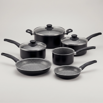 Juego de Batería de Cocina Tramontina Linz Negro - Set de 9 Piezas con Antiadherente Starflon Max