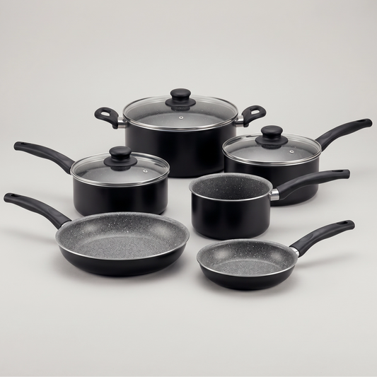 Juego de Batería de Cocina Tramontina Linz Negro - Set de 9 Piezas con Antiadherente Starflon Max