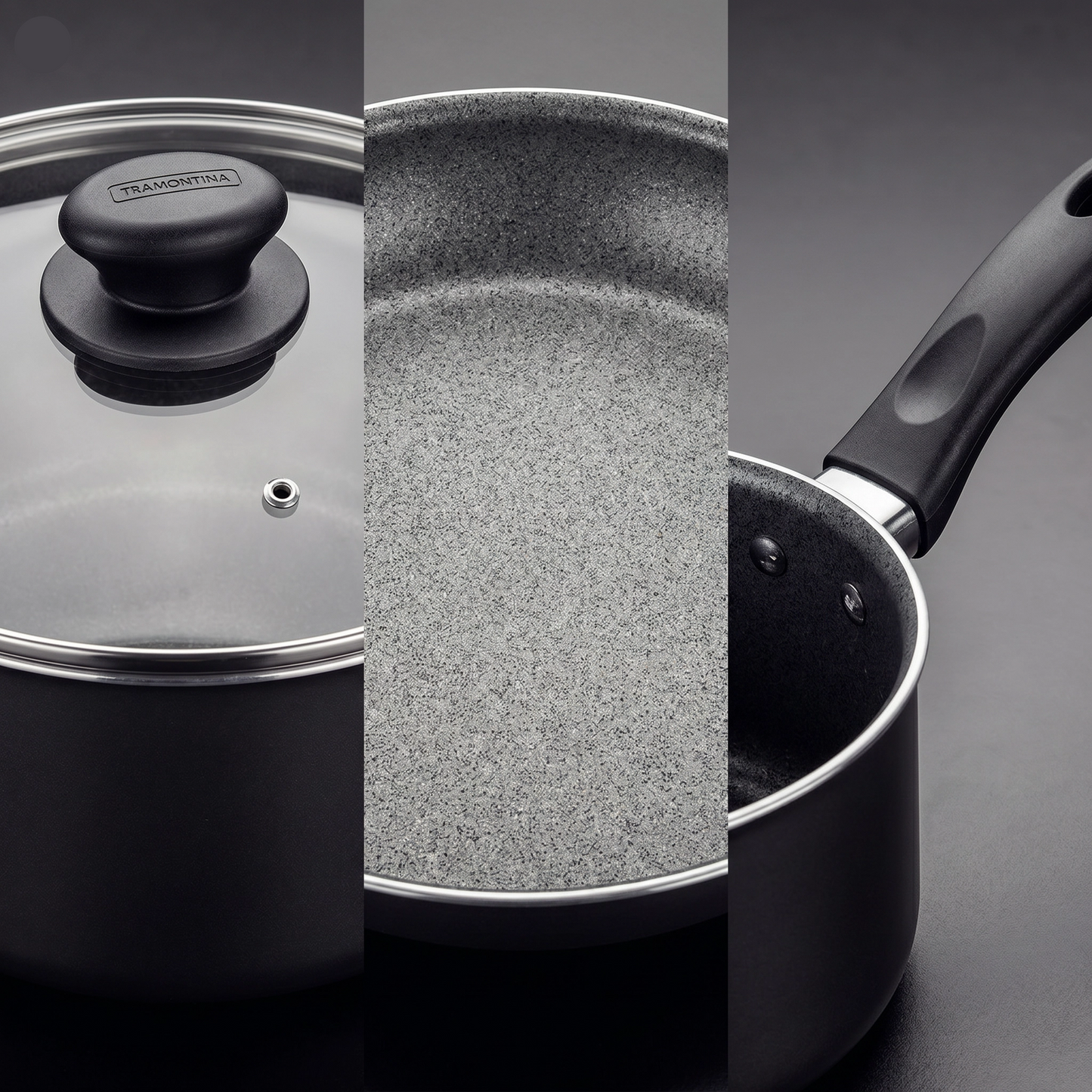 Juego de Batería de Cocina Tramontina Linz Negro - Set de 9 Piezas con Antiadherente Starflon Max
